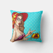 アートポップ・アートのガールイラストレーション装飾枕 クッション (正面)