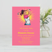 アートポップ・アートのガールゴルファー誕生日パーティー 招待状 (スタンド正面)