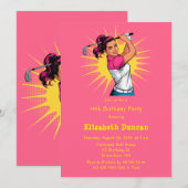 アートポップ・アートのガールゴルファー誕生日パーティー 招待状 (正面/裏面)