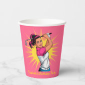 アートポップ・アートのガールゴルファー誕生日パーティー 紙コップ (正面)