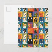 アートポップ・アートのキャットコラージュアートはがき ポストカード (正面/裏面)