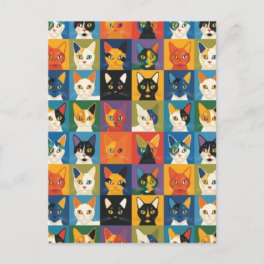 アートポップ・アートのキャットコラージュアートはがき ポストカード (正面)