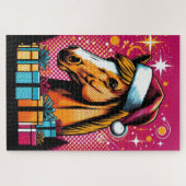 アートポップ・アートのクリスマスホースとギフトクリスマス ジグソーパズル (横)