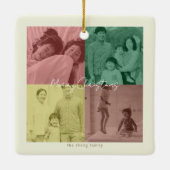 アートポップ・アートのクリスマス写真コラージュ休日 セラミックオーナメント (裏面)
