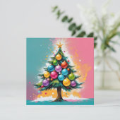 アートポップ・アートのクリスマス特大カラフルオーナメント シーズンカード (スタンド正面)