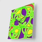 アートポップ・アートのグラフィティ スクエア壁時計 (傾斜)