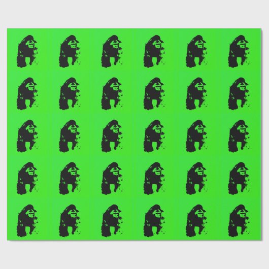アートポップ・アートのゴリラグリーンブラッククリスマス ラッピングペーパー (フラット)