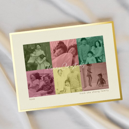 アートポップ・アートのゴールドフォイルのクリスマスフォトホリデーカード 箔シーズンポストカード