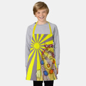 アートポップ・アートのサンレイパープル&イエローウィメンズ エプロン (着用した状態)