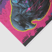 アートポップ・アートのシュールレアリスムブラックとネオン・レーヴンのデコップページ 薄葉紙 (詳細)