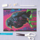 アートポップ・アートのシュールレアリスムブラックとネオン・レーヴンのデコップページ 薄葉紙 (クラフト)