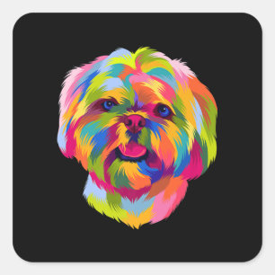 アートポップ・アートのシーズー(犬)珠可愛い子犬の所有者 スクエアシール