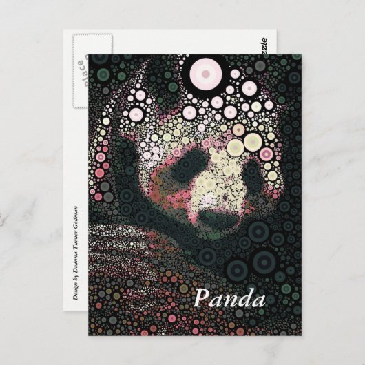 アートポップ・アートのジャイアントパンダピンク黄色はがき ポストカード (正面/裏面)