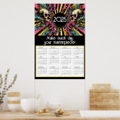 アートポップ・アートのスカルやる気を起こさせる引用文2025カレンダー ポスター (キッチン)