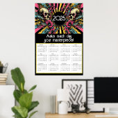 アートポップ・アートのスカルやる気を起こさせる引用文2025カレンダー ポスター (ホームオフィス)