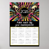 アートポップ・アートのスカルやる気を起こさせる引用文2025カレンダー ポスター (正面)