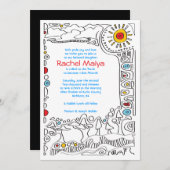 アートポップ・アートのスクライブリーバルミツワー招待状 招待状 (正面/裏面)