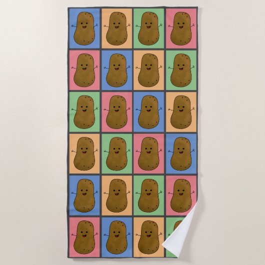 アートポップ・アートのスタイルポテト ビーチタオル (正面)