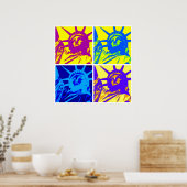 アートポップ・アートのスタイル自由の四色像 ポスター (キッチン)