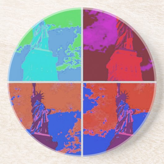 アートポップ・アートのスタイル自由の女神 コースター (正面)