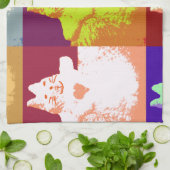 アートポップ・アートのスノー子猫 キッチンタオル (折り畳み)