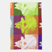 アートポップ・アートのスノー子猫 キッチンタオル (縦)