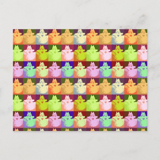 アートポップ・アートのスノー子猫 ポストカード (正面)