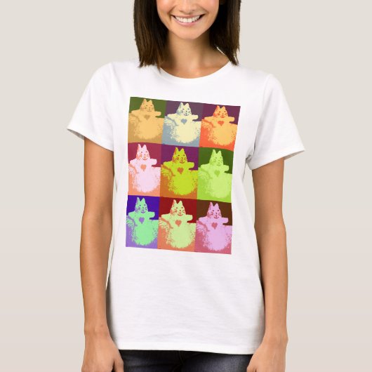 アートポップ・アートのスノー子猫 Tシャツ (正面)
