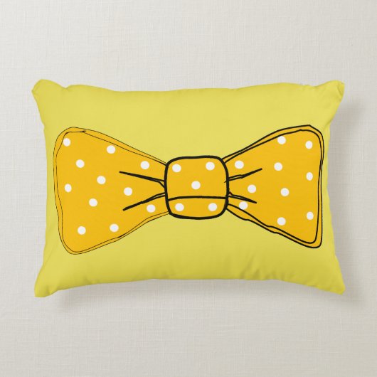 アートポップ・アートのスポッティイエローボウタイ アクセントクッション (正面)