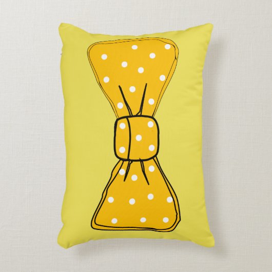 アートポップ・アートのスポッティイエローボウタイ アクセントクッション (正面(垂直))