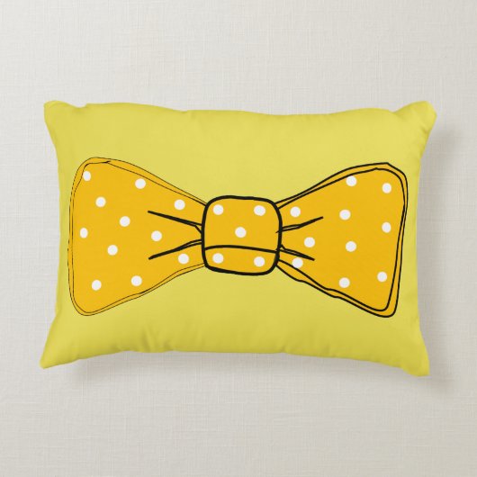 アートポップ・アートのスポッティイエローボウタイ アクセントクッション (裏面)