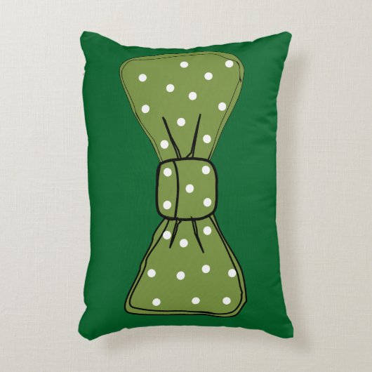 アートポップ・アートのスポッティグリーンボウタイ アクセントクッション (正面(垂直))