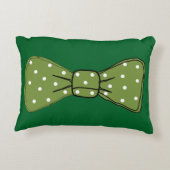 アートポップ・アートのスポッティグリーンボウタイ アクセントクッション (裏面)