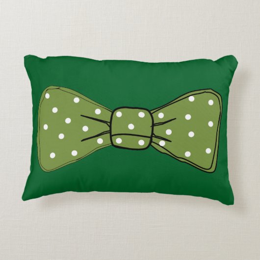 アートポップ・アートのスポッティグリーンボウタイ アクセントクッション (裏面)