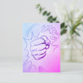 アートポップ・アートのスマッシュパンチ鉛筆スケッチ葉書 ポストカード (スタンド正面)