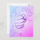 アートポップ・アートのスマッシュパンチ鉛筆スケッチ葉書 ポストカード (正面/裏面)