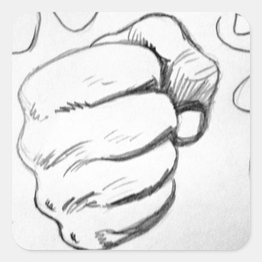 アートポップ・アートのスマッシュパンチ鉛筆スケッチ スクエアシール (正面)