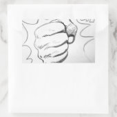 アートポップ・アートのスマッシュパンチ鉛筆スケッチ 長方形シール (バッグ)