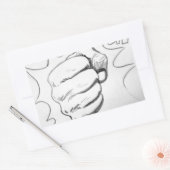 アートポップ・アートのスマッシュパンチ鉛筆スケッチ 長方形シール (封筒)