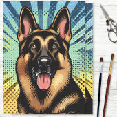 アートポップ・アートのドイツの羊飼い犬の漫画のデコップページ 薄葉紙