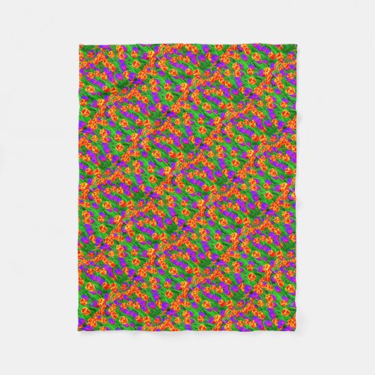 アートポップ・アートのネオンチューリップ フリースブランケット (正面)