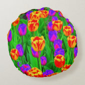 アートポップ・アートのネオンチューリップ ラウンドクッション (裏面)