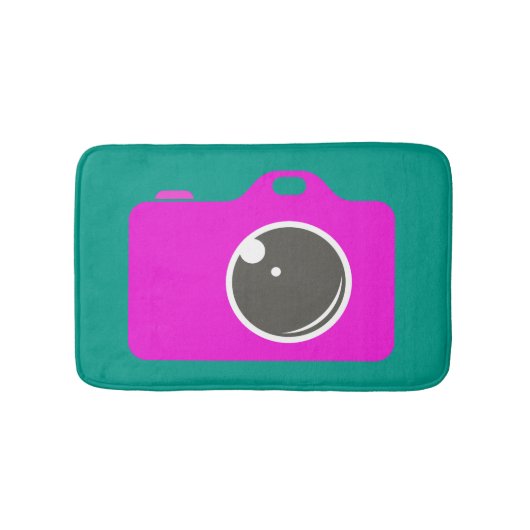 アートポップ・アートのパープルカメラグリーン バスマット (正面)