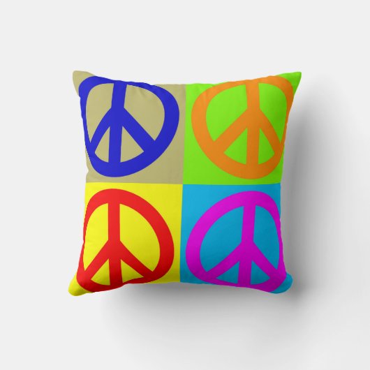 アートポップ・アートのピース記号ポリエステル装飾用クッション クッション (裏面)