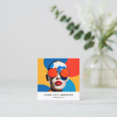 アートポップ・アートのフォトコラージュトレンディーモダン スクエア名刺 (スタンド正面)