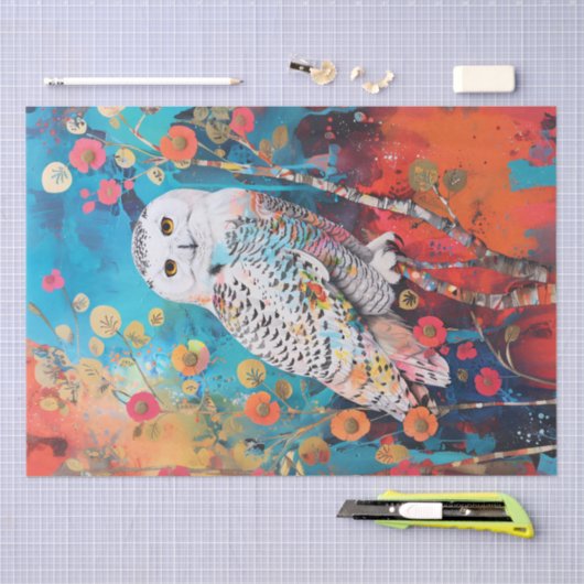 アートポップ・アートのフクロウの切り離 薄葉紙 (クラフト)