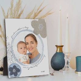 アートポップ・アートのフラワーブルーグレー編集可能大事な行事写真 フォトプラーク