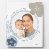 アートポップ・アートのフラワーブルーグレー編集可能大事な行事写真 フォトプラーク (正面)