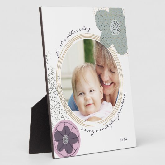 アートポップ・アートのフラワーブルーグレー編集可能大事な行事写真P フォトプラーク (側面)