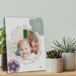 アートポップ・アートのフラワーブルーグレー編集可能大事な行事写真P フォトプラーク